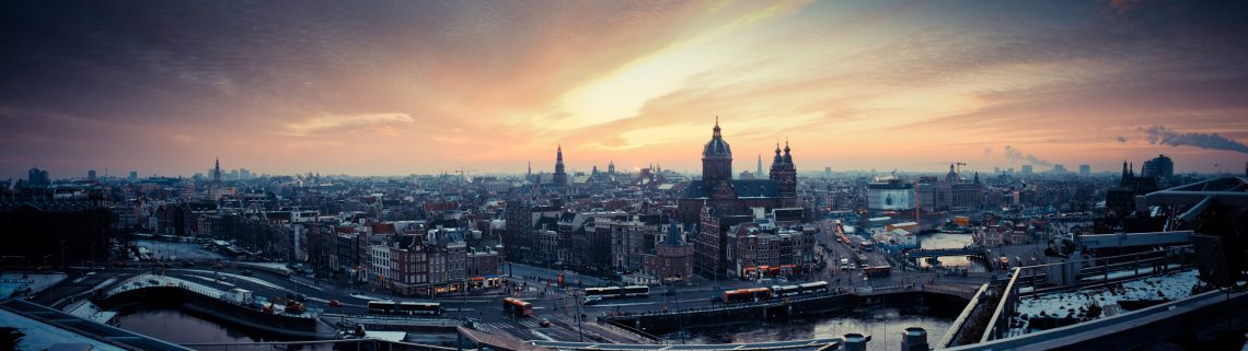 skyline Amsterdam sun set