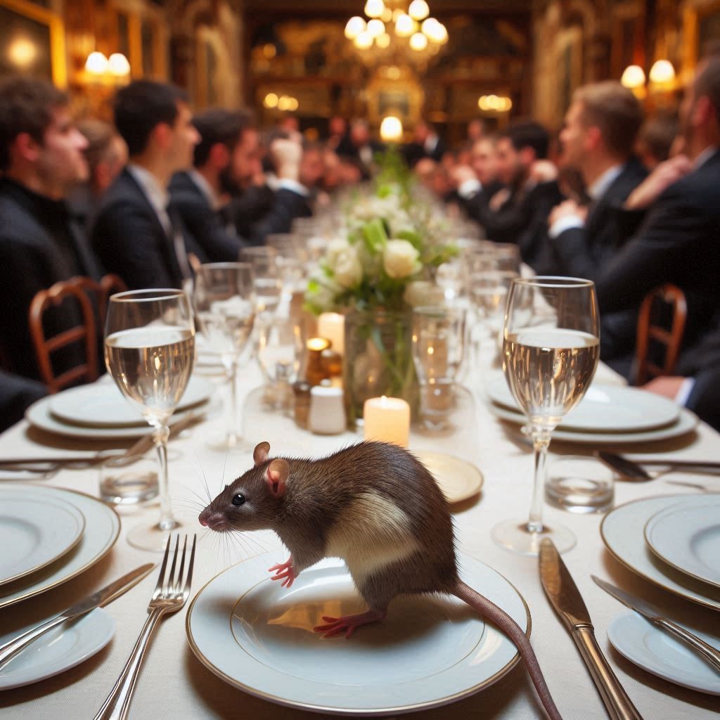 Rat on a table in a chique establisment